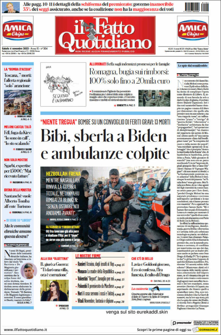 Portada de Il Fatto Quotidiano (Italia)