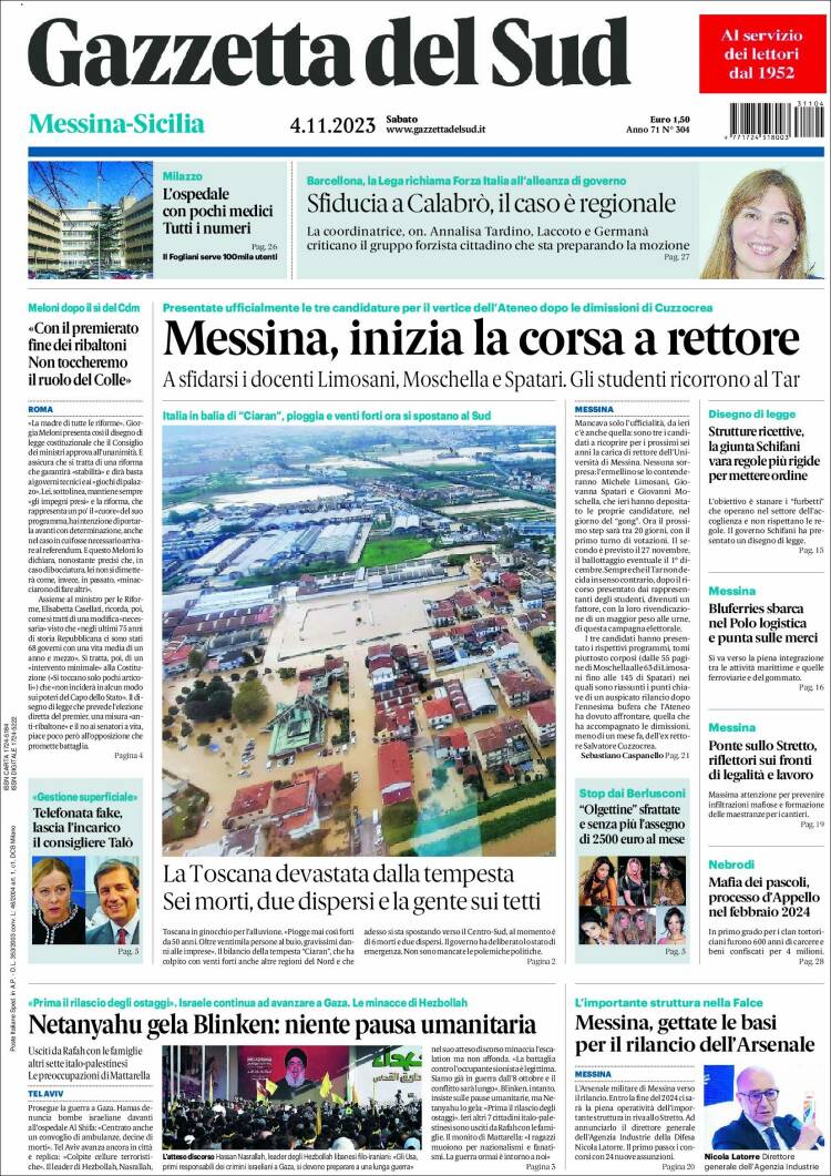 Portada de Gazzetta del Sud (Italia)