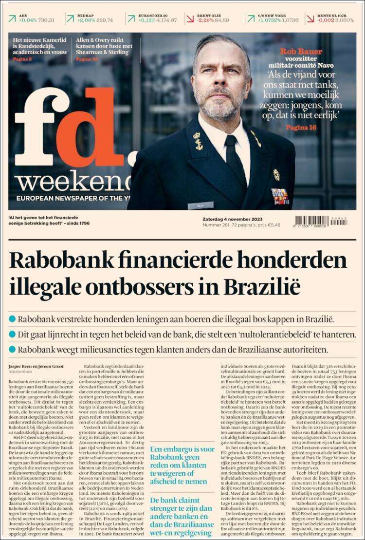 Portada de Het Financieele Dagblad (Pa&iacute;ses Bajos)