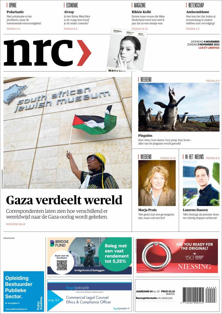 Portada de NRC Handelsblad (Pa&iacute;ses Bajos)