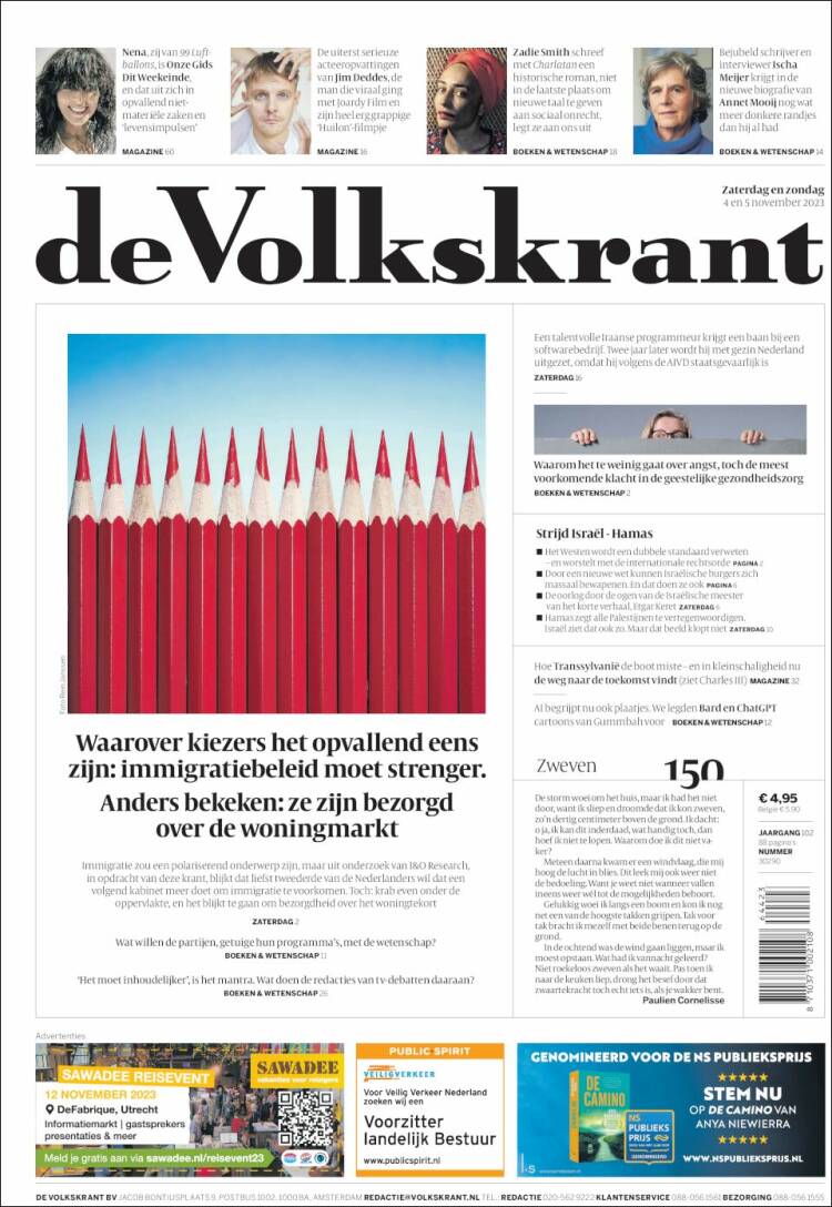 Portada de De Volkskrant (Pa&iacute;ses Bajos)