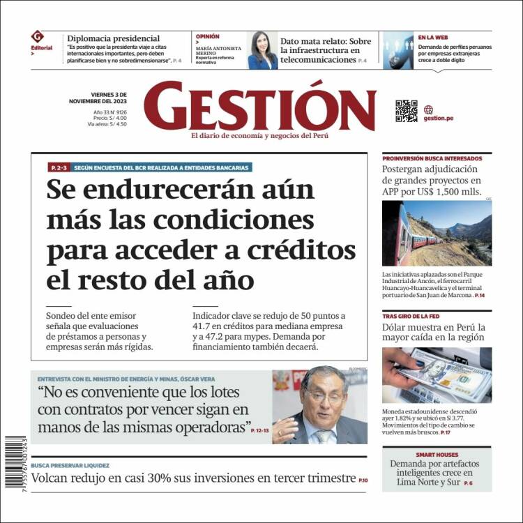 Portada de Diario Gestión (Per&uacute;)