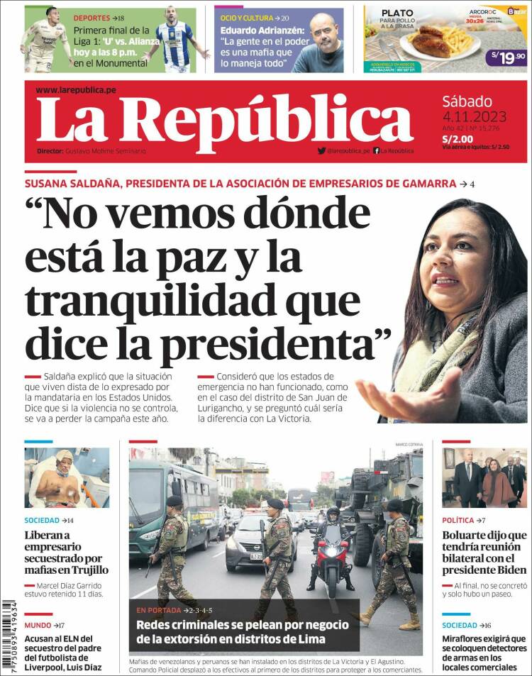 Portada de La Republica (Per&uacute;)