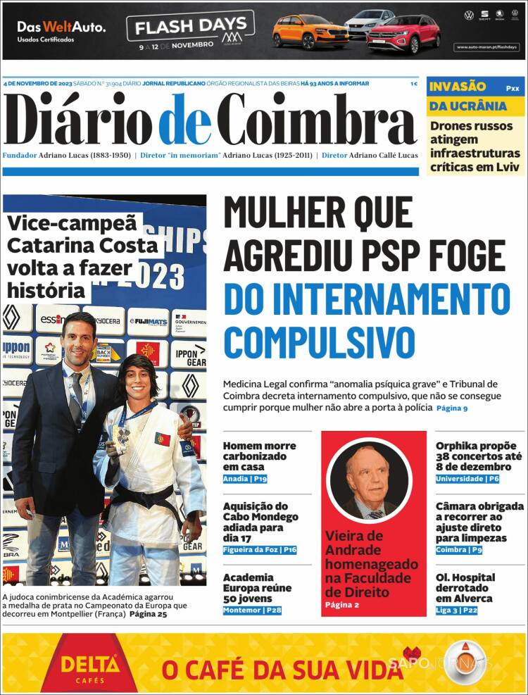 Portada de Diário de Coimbra (Portugal)