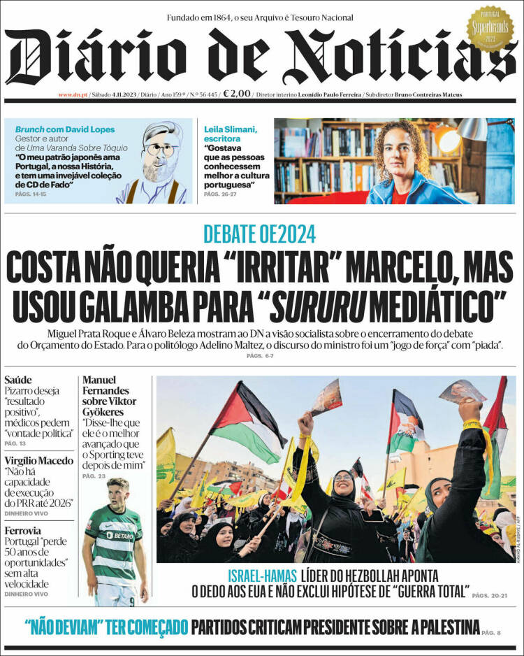 Portada de Diário de Noticias (Portugal)