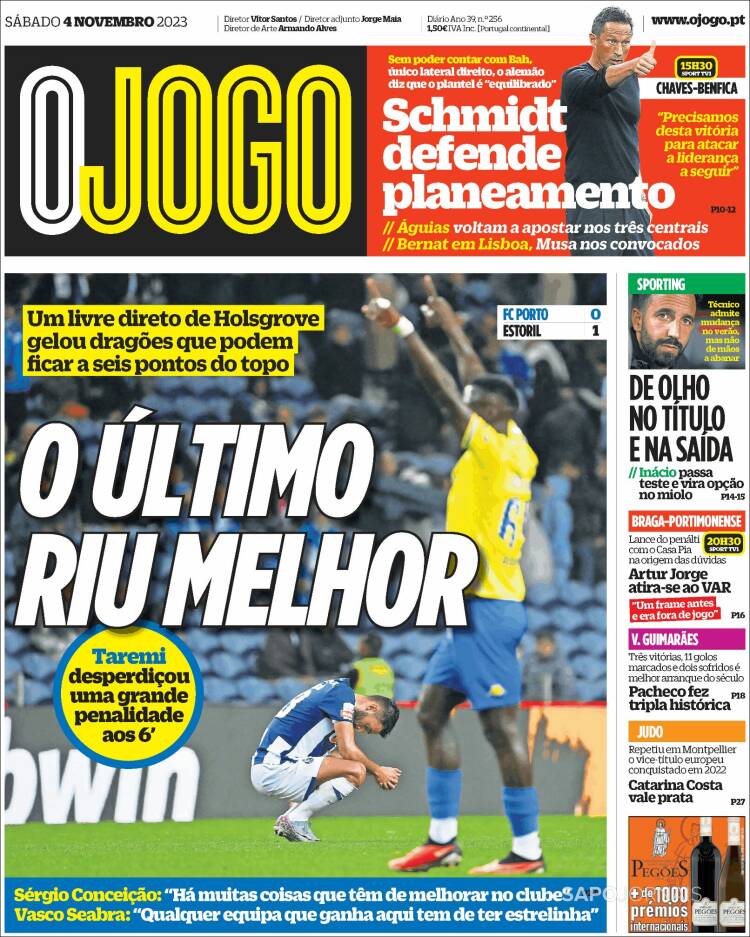 Portada de O Jogo (Portugal)