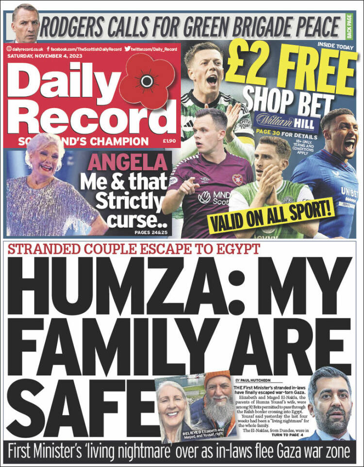 Portada de Daily Record (Reino Unido)