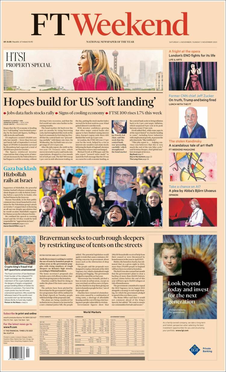 Portada de Financial Times (Reino Unido)
