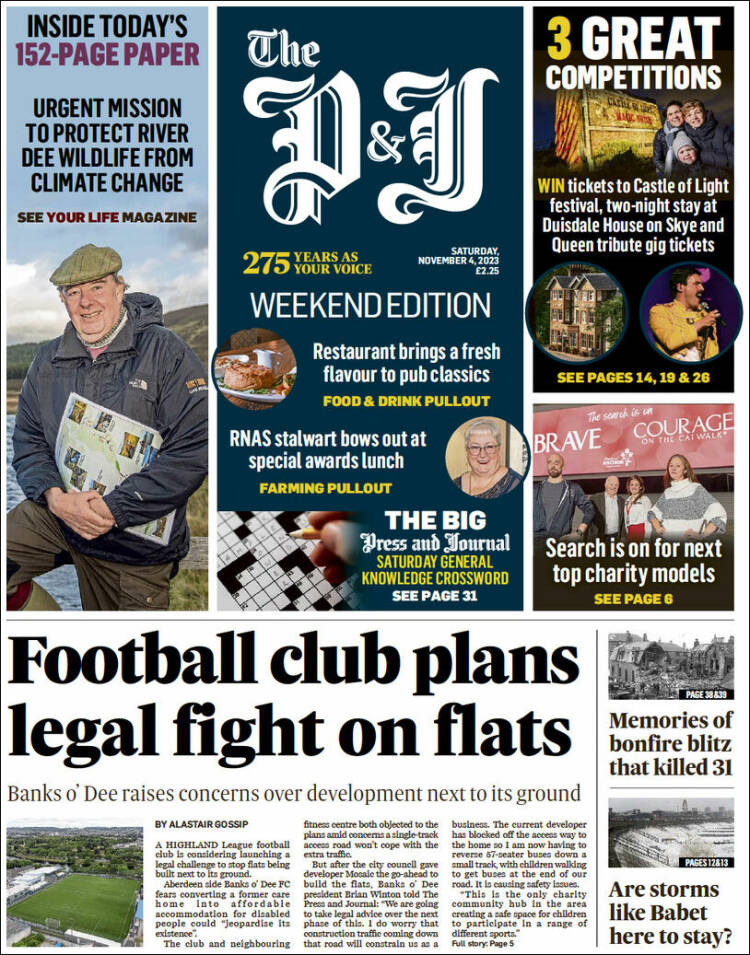 Portada de The Press and Journal (Reino Unido)