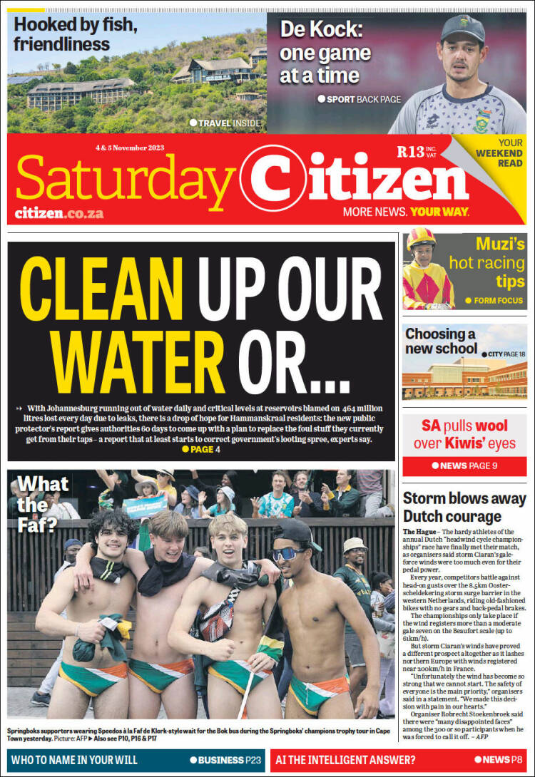 Portada de The Citizen (Sud&aacute;frica)