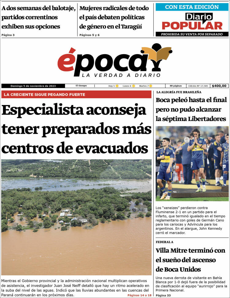 Portada de Diario Época (Argentina)