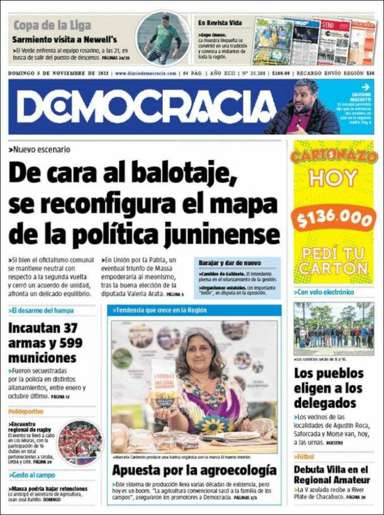 Portada de Diario Democracia (Argentina)