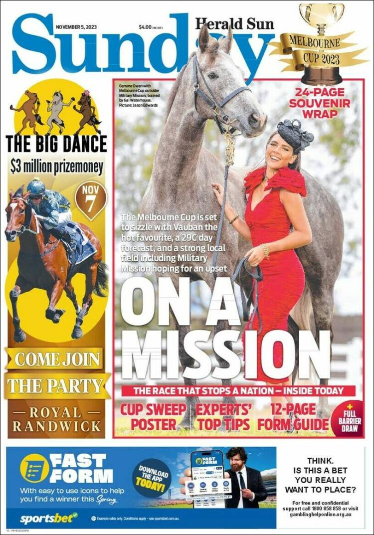 Portada de Herald Sun (Australia)