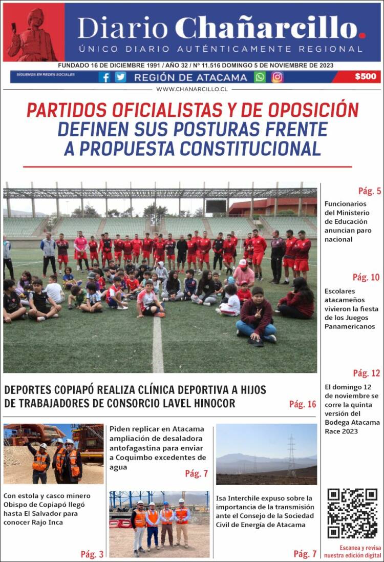 Portada de Diario Chañarcillo (Chile)