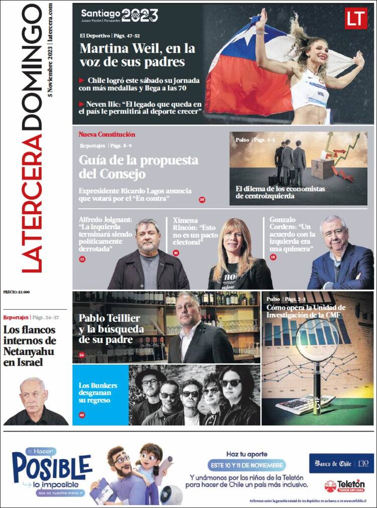 Portada de La Tercera (Chile)