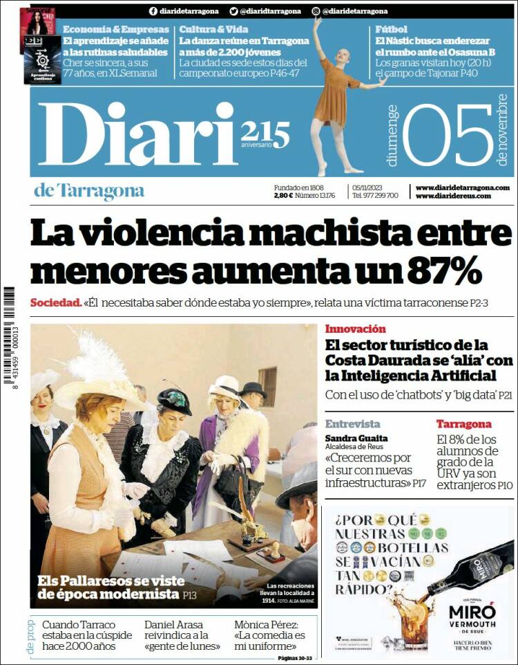 Portada de Diari de Tarragona (España)