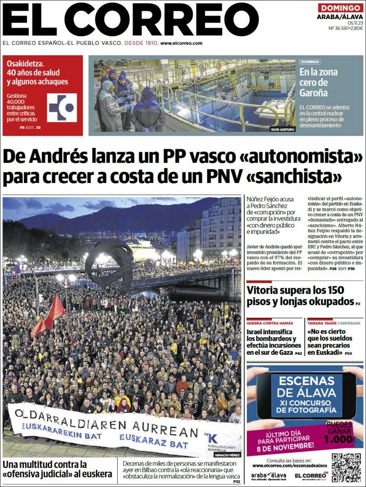 Portada de El Correo - Álava (España)