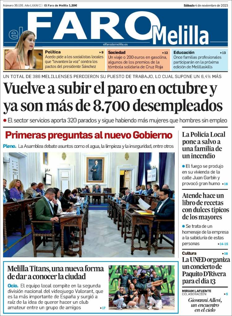 Portada de El Faro de Melilla (España)