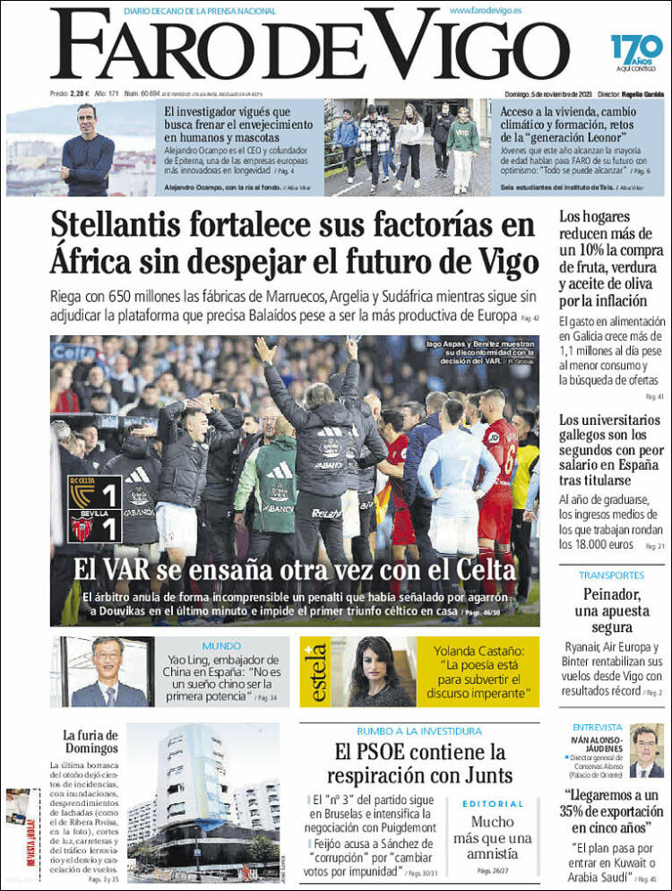 Portada de Faro de Vigo (España)