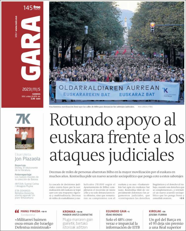 Portada de Gara (España)