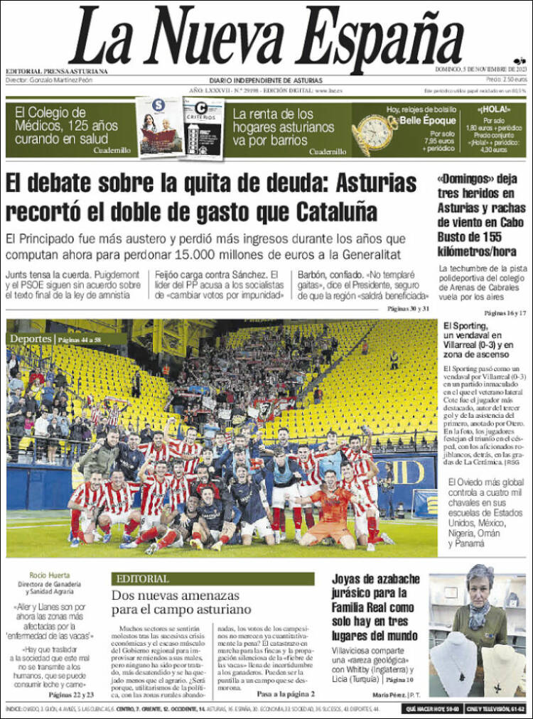 Portada de La Nueva España (España)