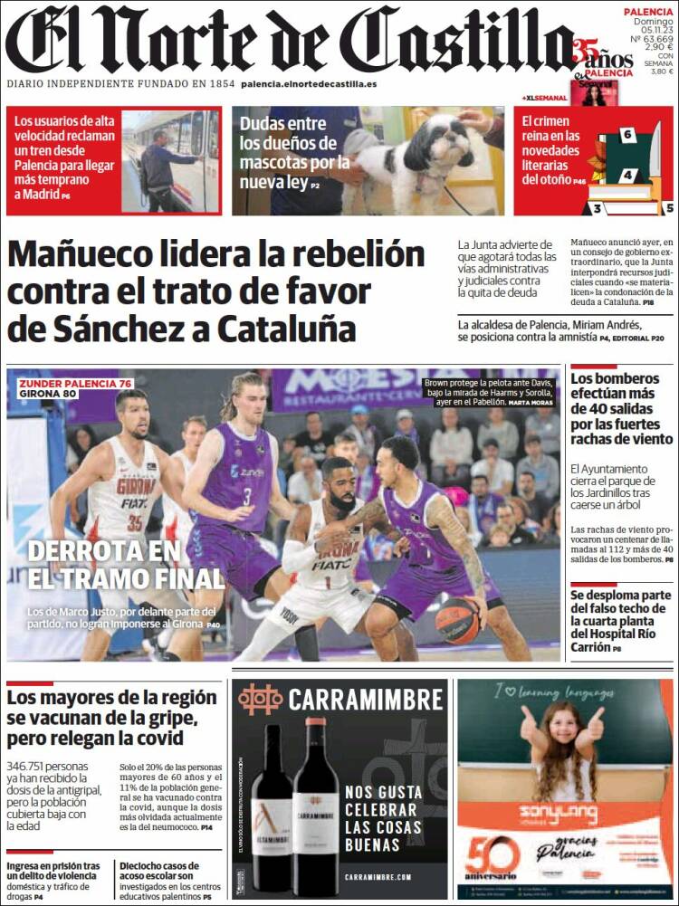Portada de Norte de Castilla - Palencia (España)
