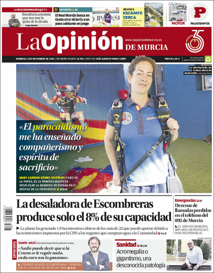 Portada de La Opinión de Murcia (España)