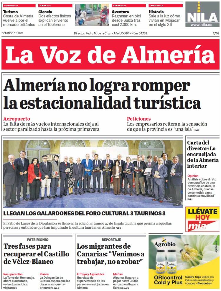 Portada de La Voz de Almería (España)