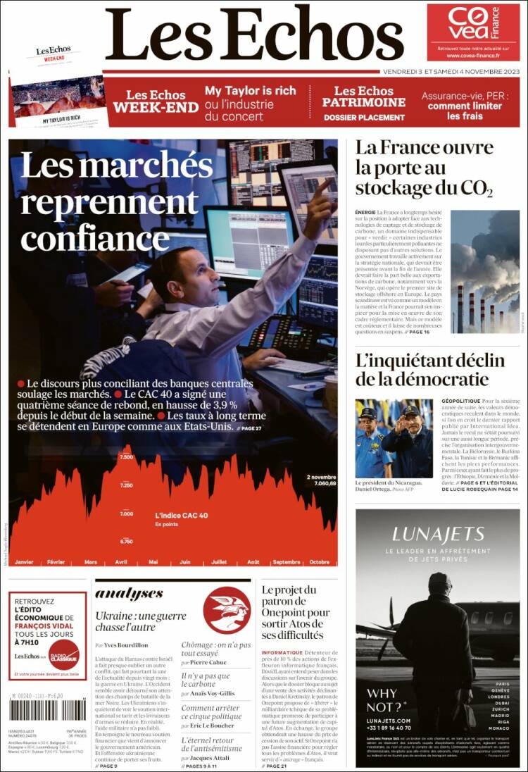 Portada de Les Echos (Francia)