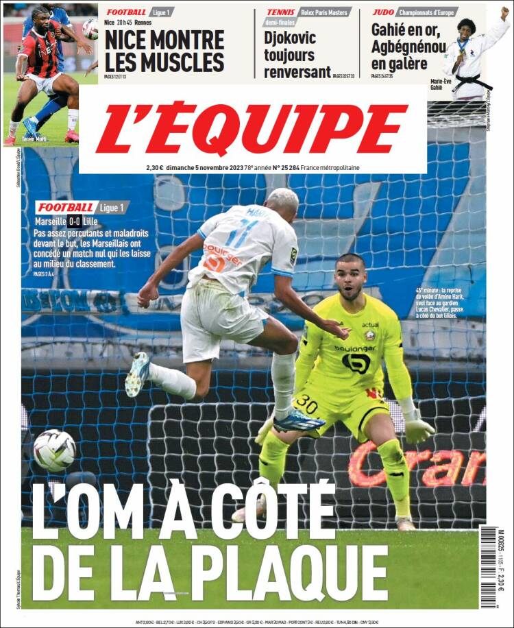 Portada de L'Equipe (Francia)