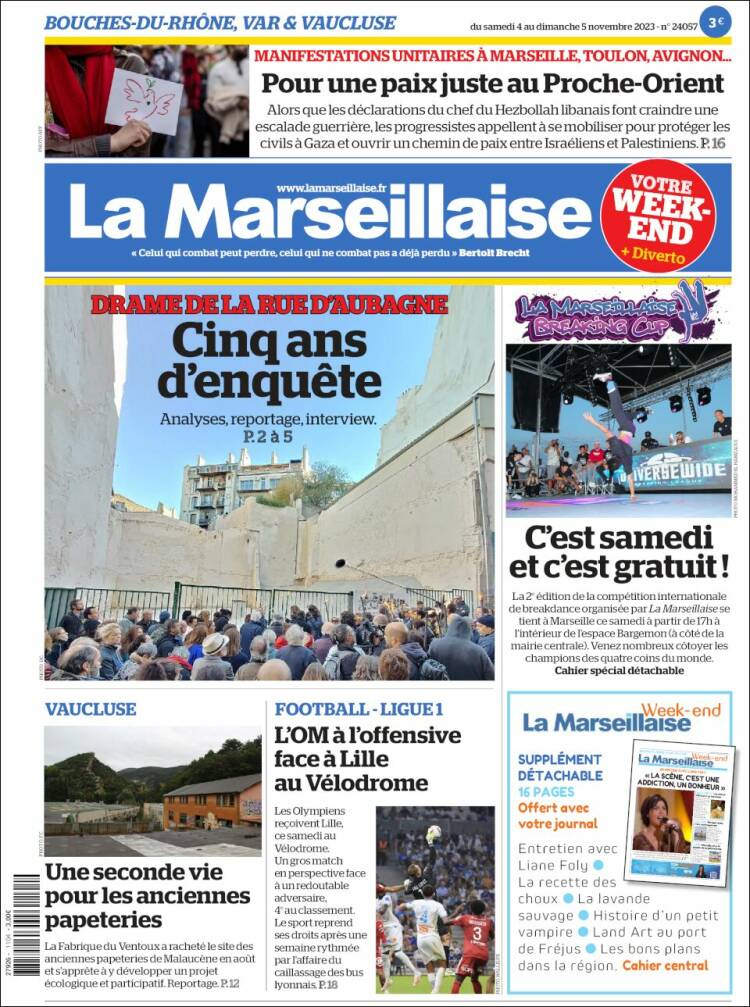 Portada de La Marseillaise (Francia)