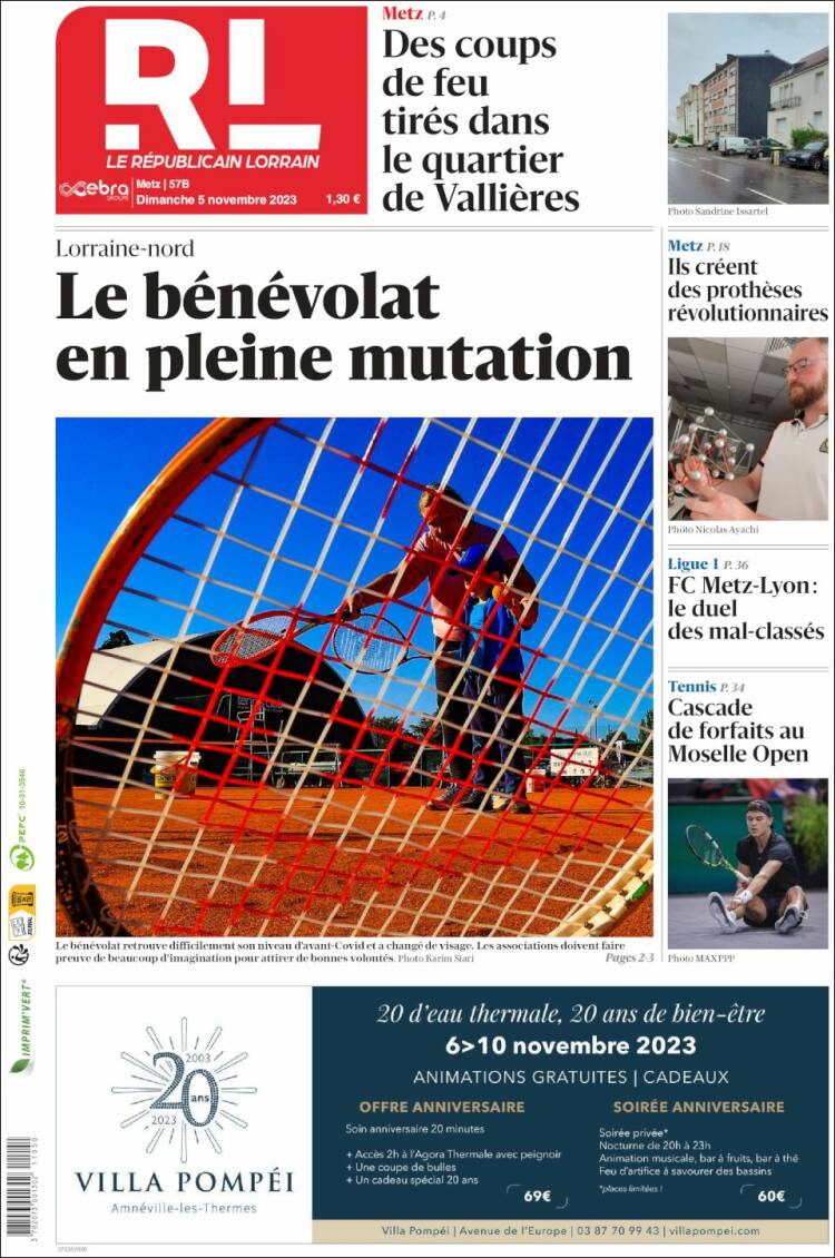 Portada de Le Republicain Lorrain (Francia)