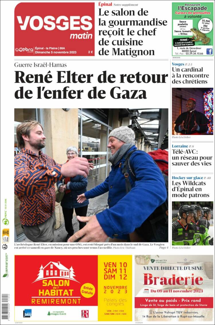 Portada de Vosges Matin (Francia)