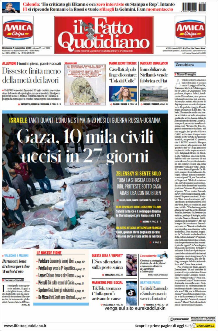 Portada de Il Fatto Quotidiano (Italia)