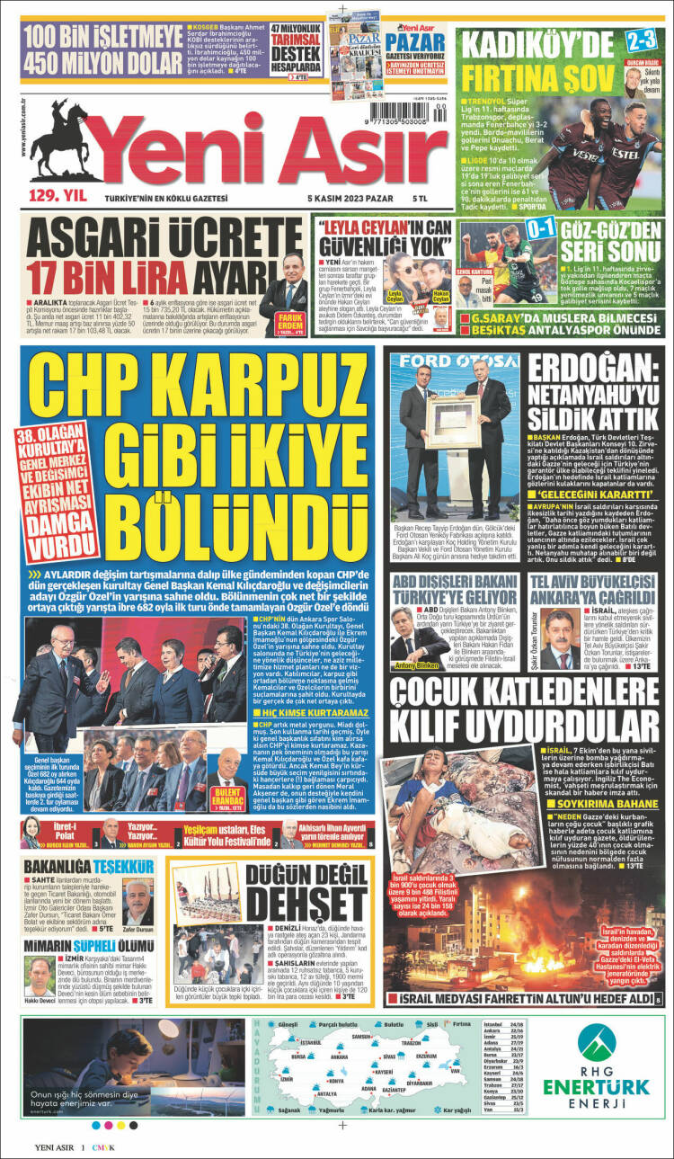 Portada de Yeni Asır (Turqu&iacute;a)