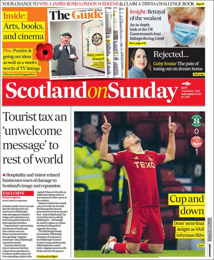 Portada de The Scotsman (Reino Unido)