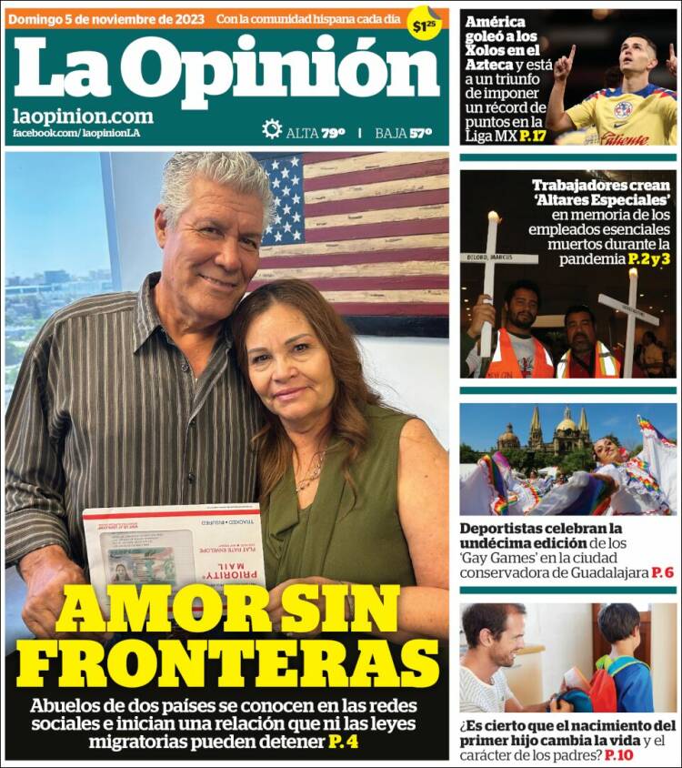 Portada de La Opinión (USA)