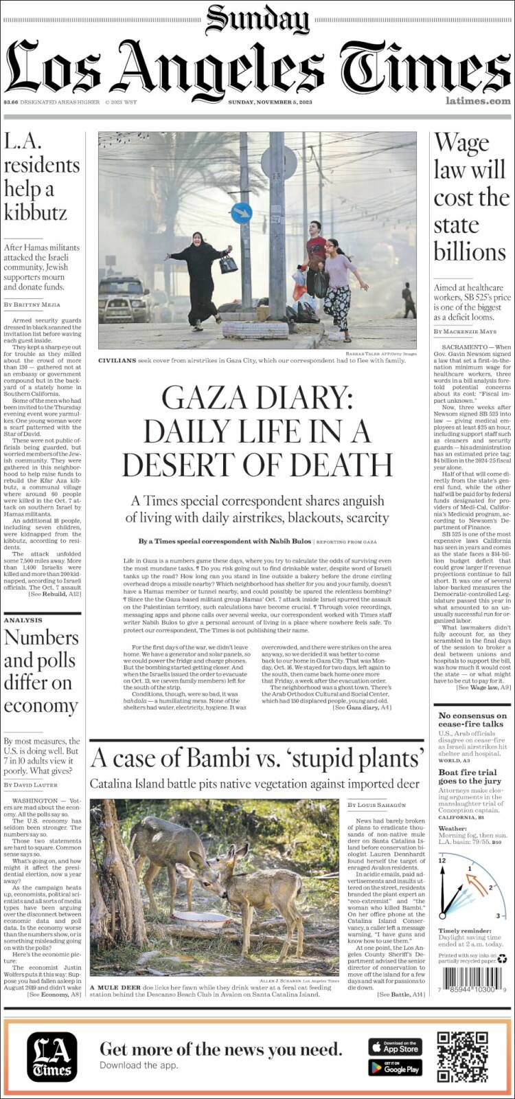 Portada de Los Angeles Times (USA)
