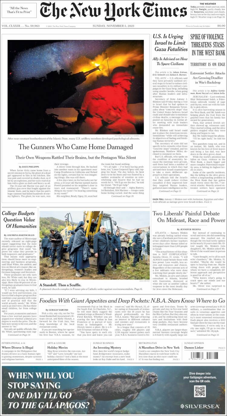 Portada de New York Times (USA)