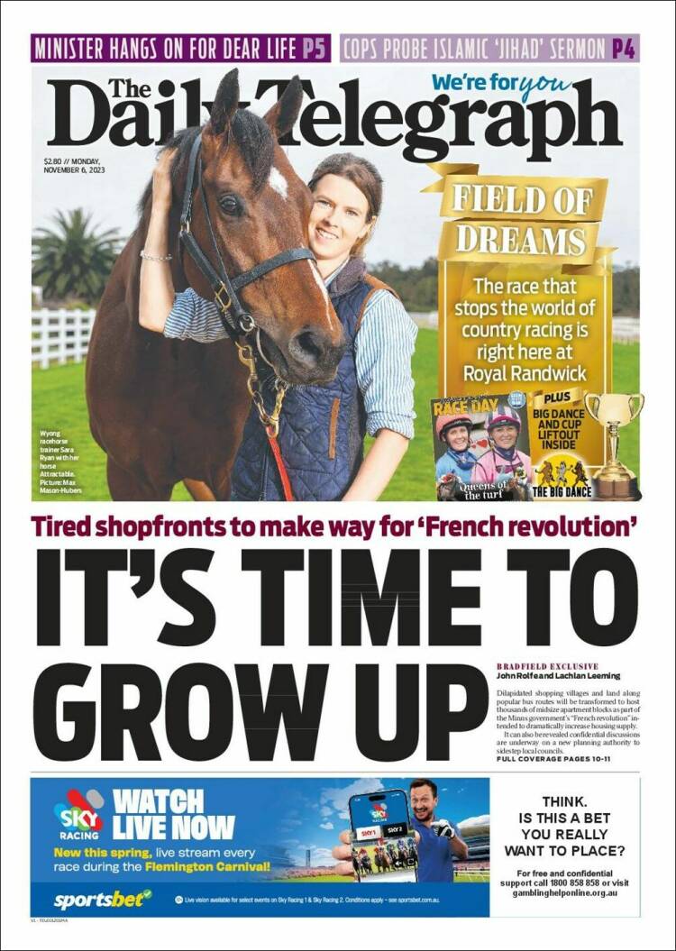 Portada de The Daily Telegraph (Australia)