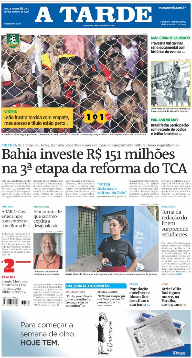 Portada de Diário A Tarde (Brasil)