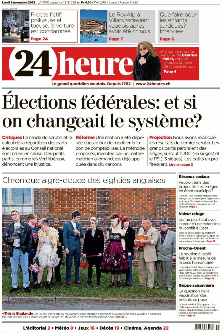 Portada de 24 Heures (Suiza)