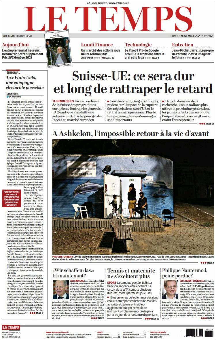 Portada de Le Matin (Suiza)