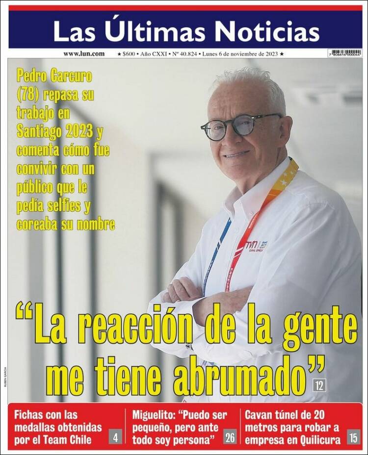 Portada de Las Últimas Noticias (Chile)