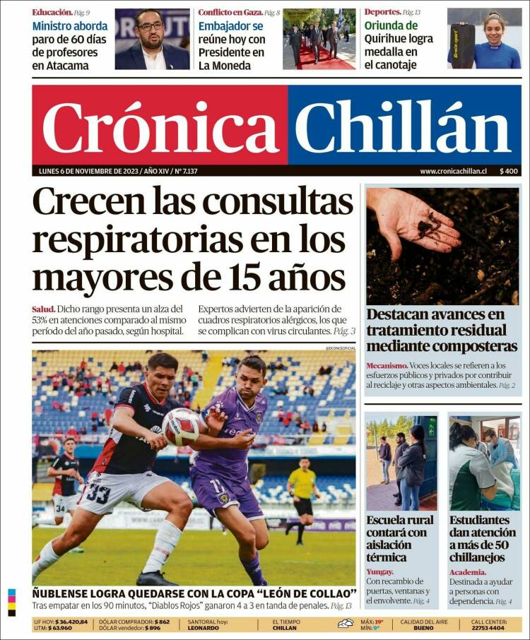 Portada de Crónica Chillán (Chile)