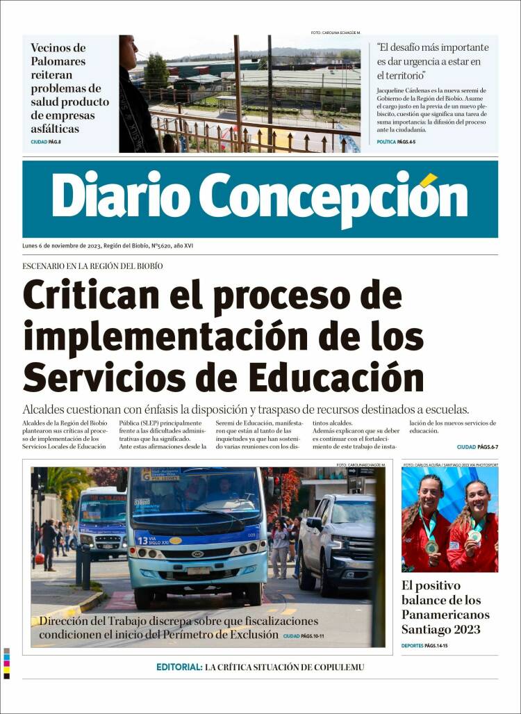 Portada de Diario de Concepción (Chile)