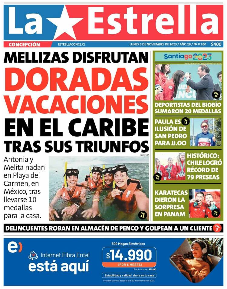 Portada de La Estrella de Concepción (Chile)