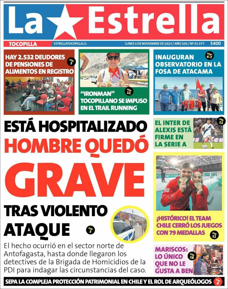 Portada de La Estrella de Tocopilla (Chile)