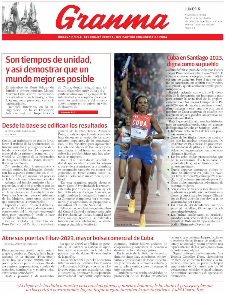 Portada de Granma (Cuba)