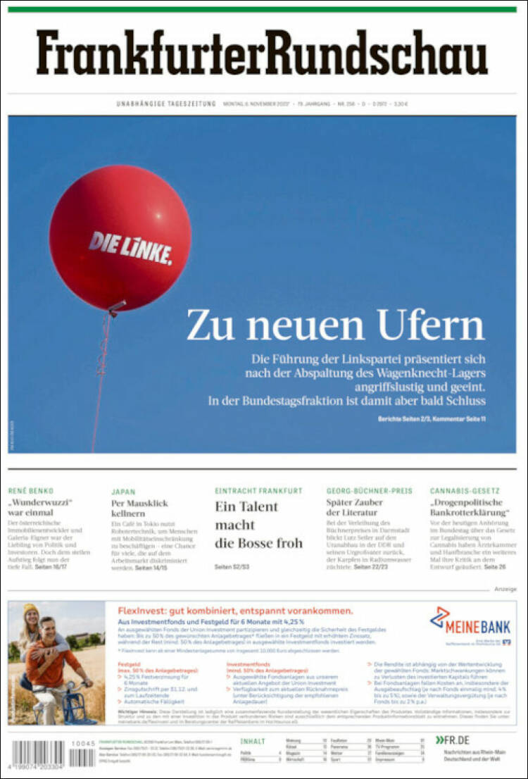 Portada de Frankfurter Rundschau (Alemania)